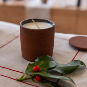 Candle in Ceramic Cup Frosted Christmas